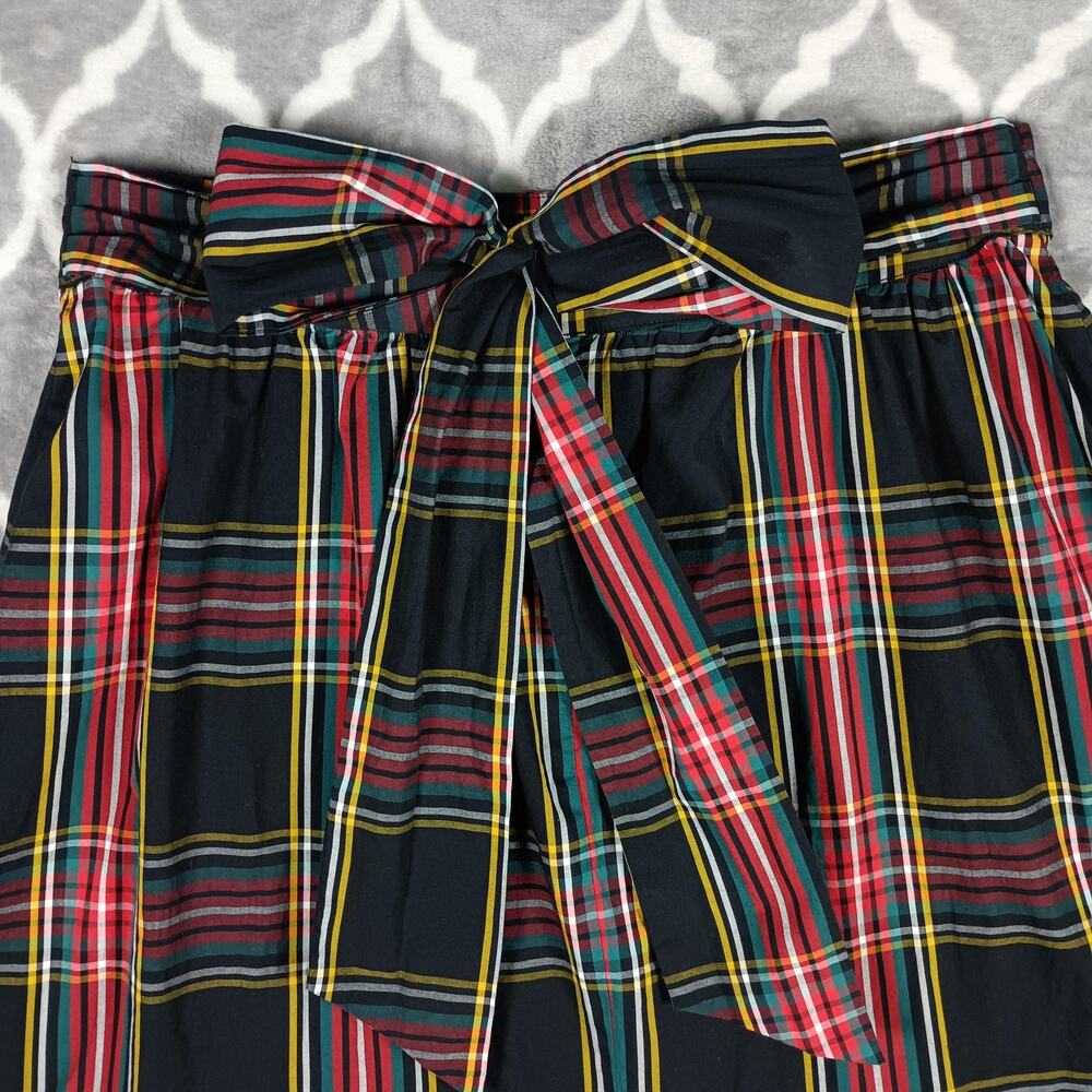 J Crew Skirt Womens 12P Black Tartan Plaid Ruffle Knee Length Preppy - Picture 6 of 8